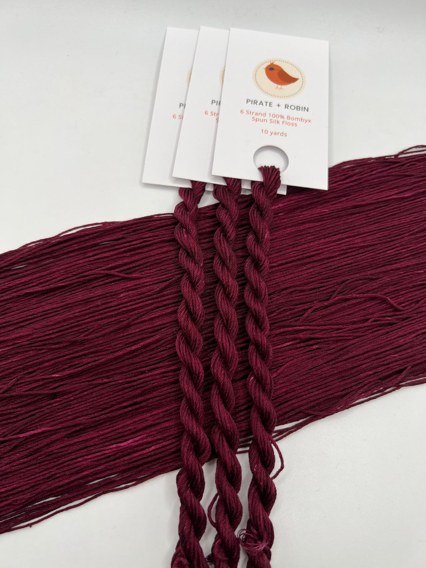 Wine | 6 Strand Silk Embroidery Floss, Hand Dyed