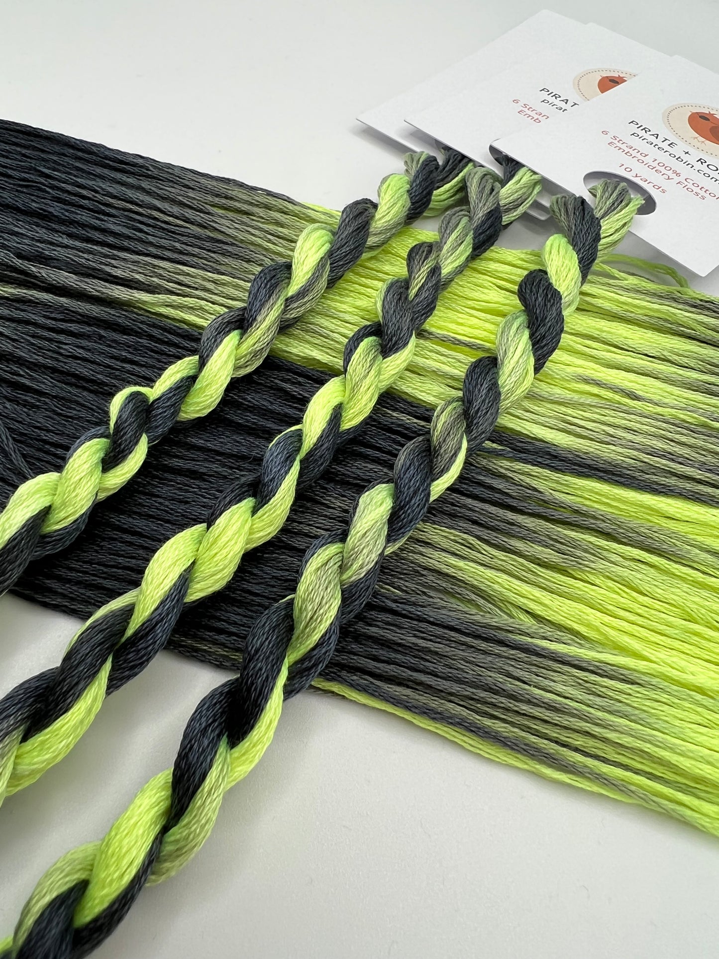 Neon Noir | Size 20 Hand Dyed, 6 cord Cordonnet Thread