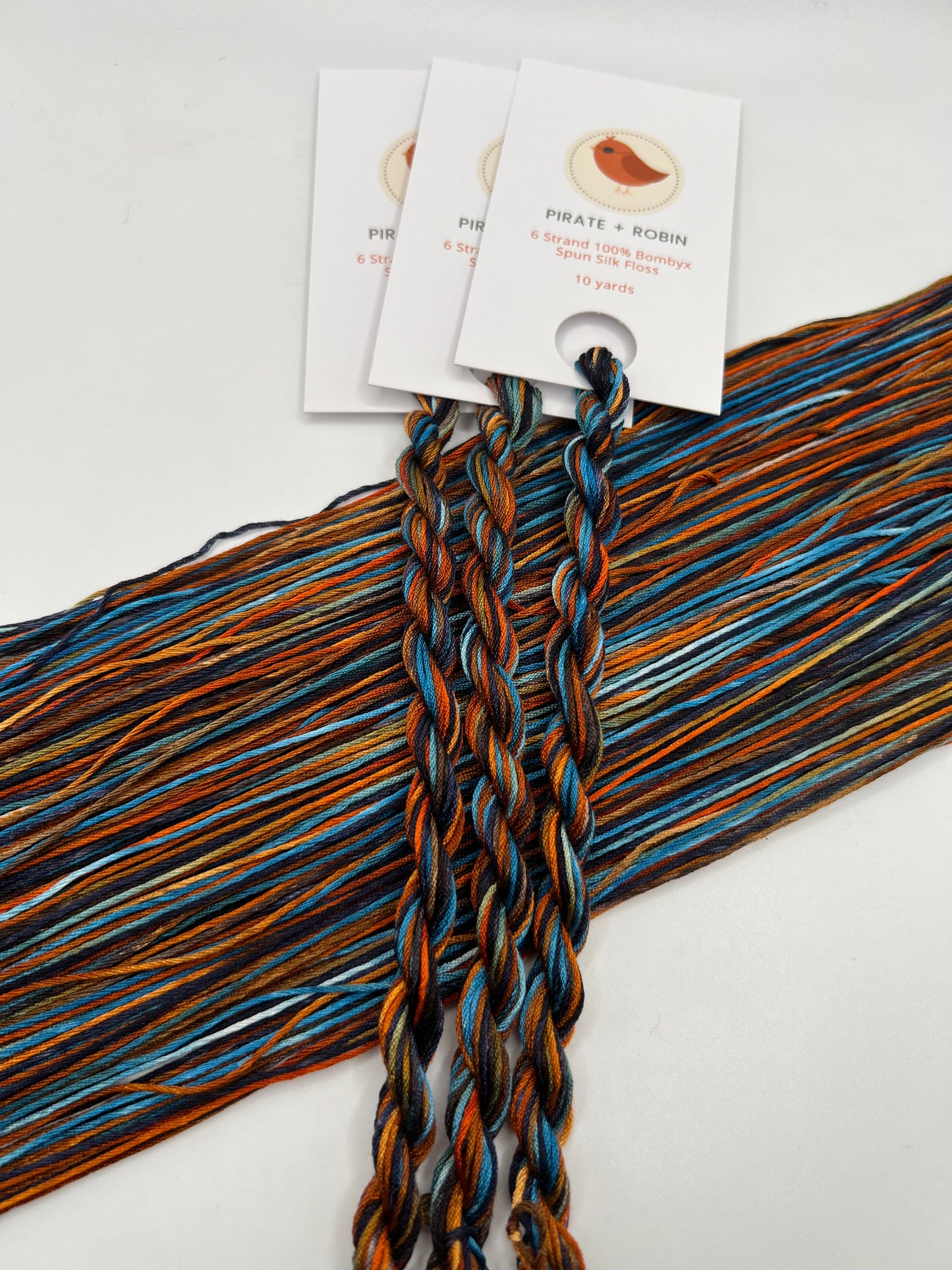 Sunset Blue | 6 Strand Silk Embroidery Floss, Hand Dyed