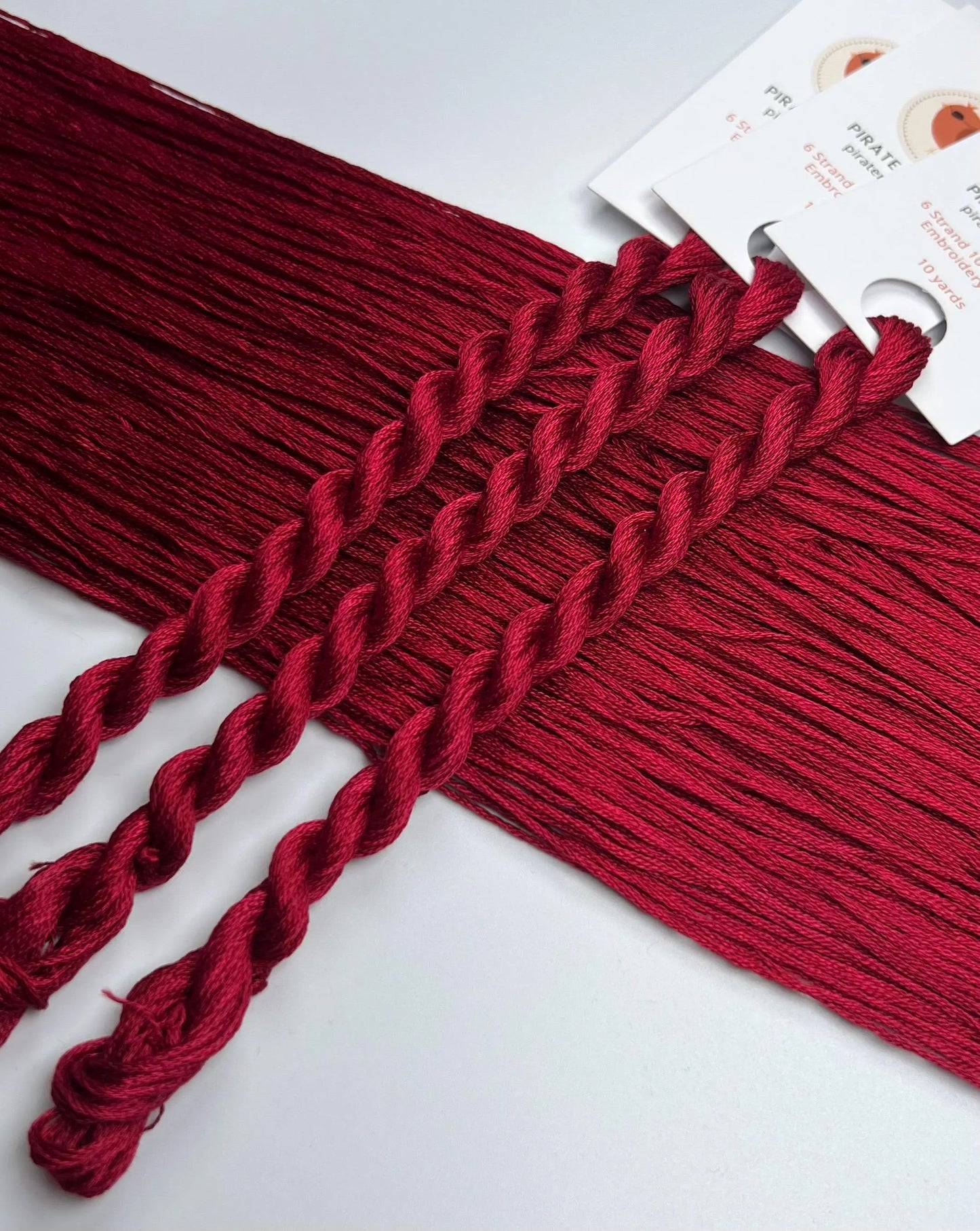 Blood Red | Size 20 Hand Dyed, 6 cord Cordonnet Thread