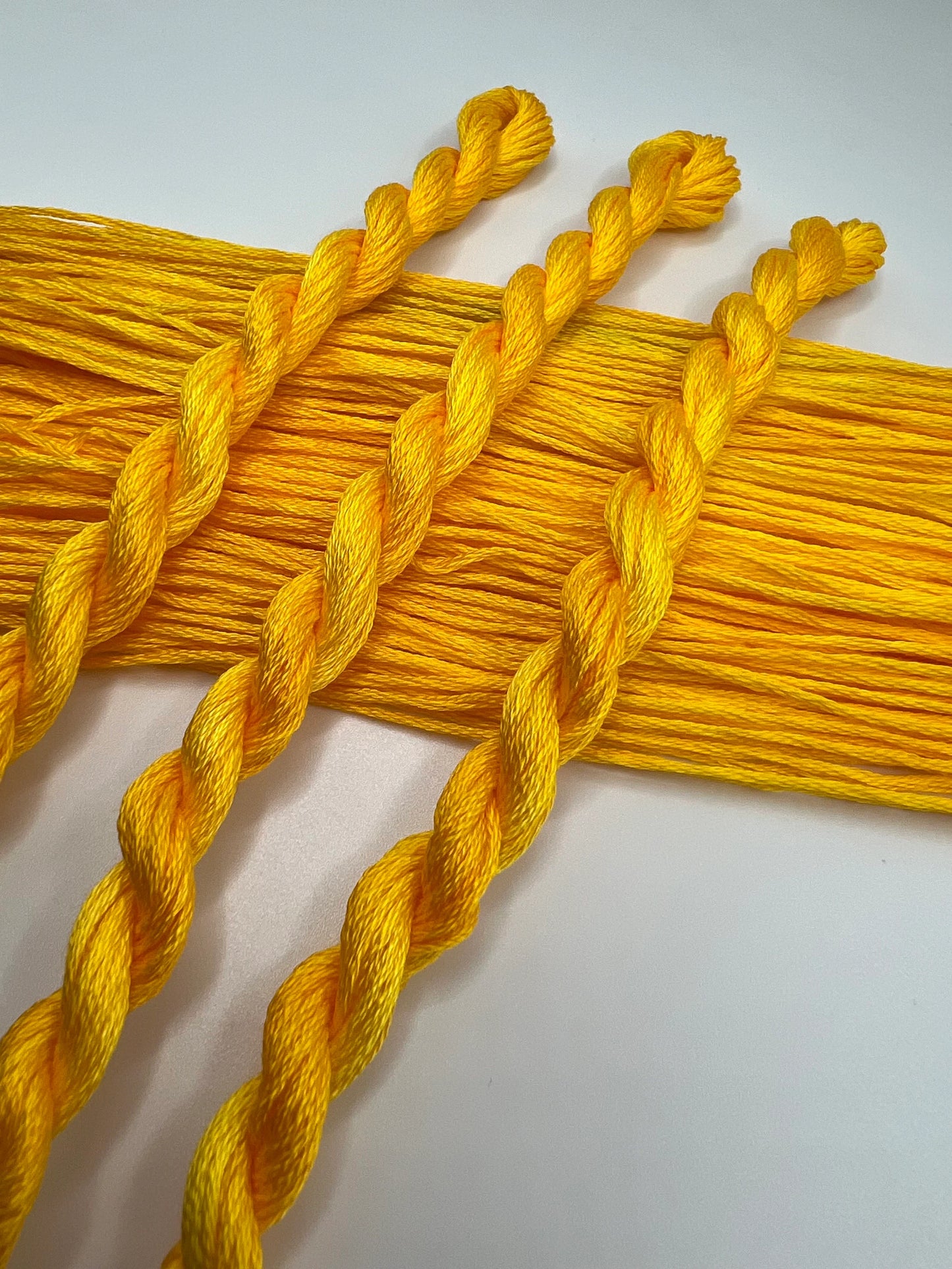 Yellow | Size 20 Hand Dyed, 6 cord Cordonnet Thread