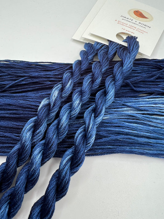 Experiment Blue | Hand dyed, 6 Strand Embroidery Floss