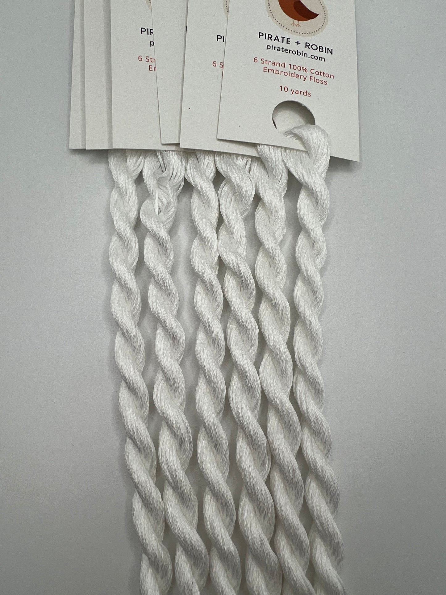 White | Hand dyed, 6 Strand Embroidery Floss