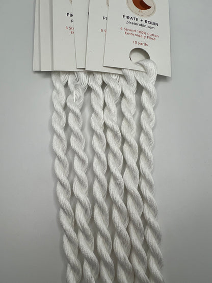 White | Hand dyed, 6 Strand Embroidery Floss