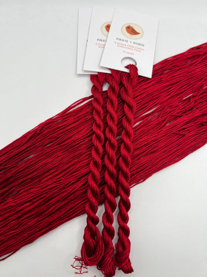 Scarlet | Hand dyed, 6 Strand Embroidery Floss