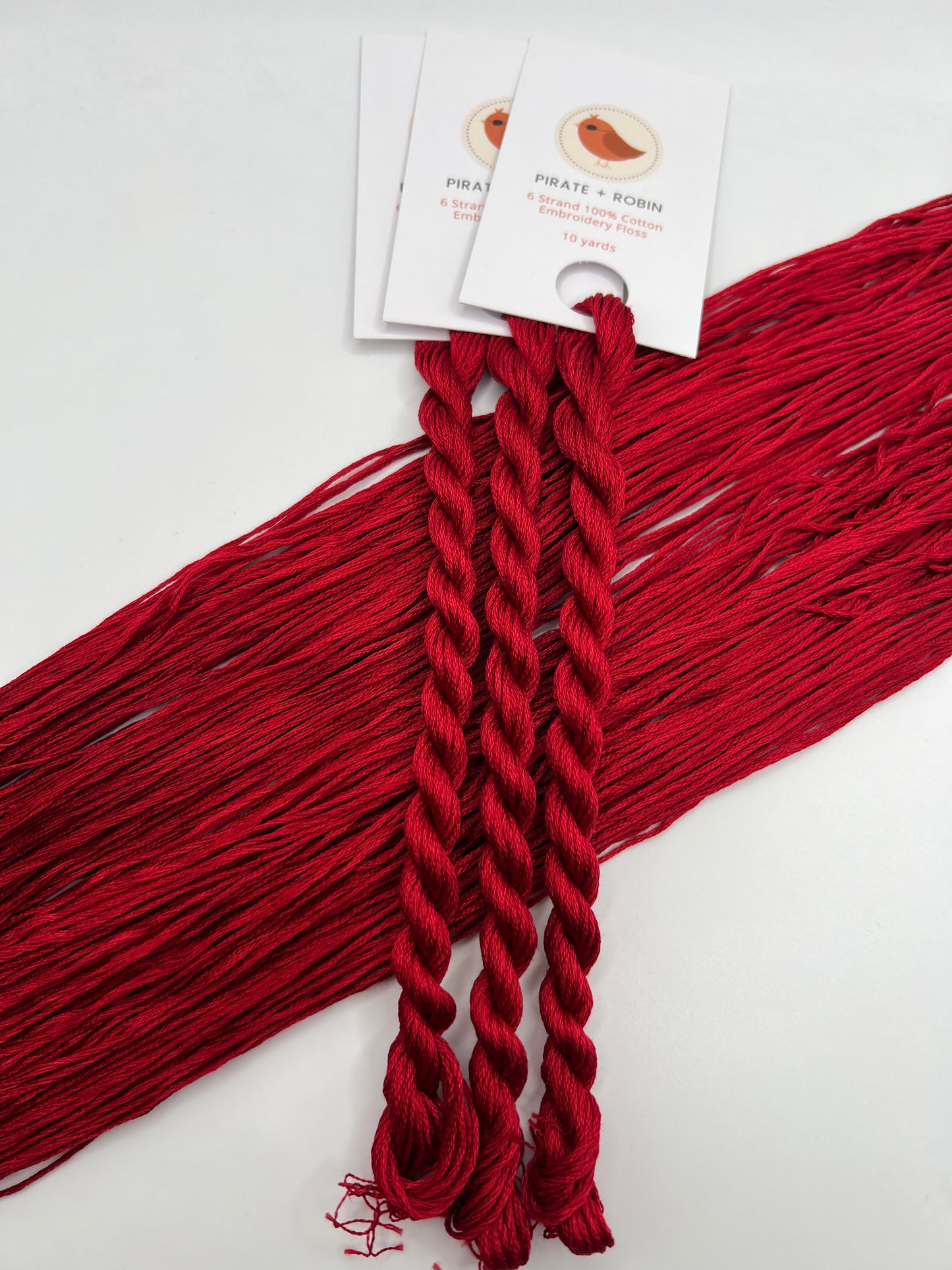 Scarlet | Size 20 Hand Dyed, 6 cord Cordonnet Thread