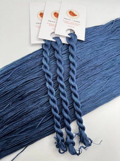 Blue Steel | Hand dyed, 6 Strand Embroidery Floss