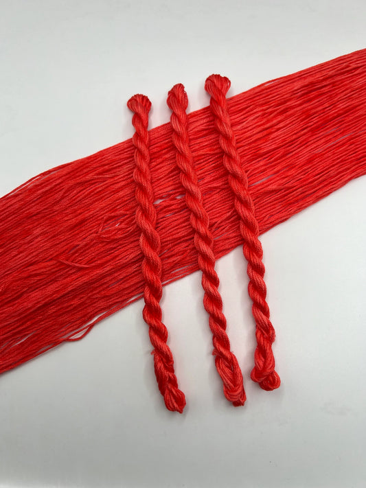 Coral | Size 20 Hand Dyed, 6 cord Cordonnet Thread