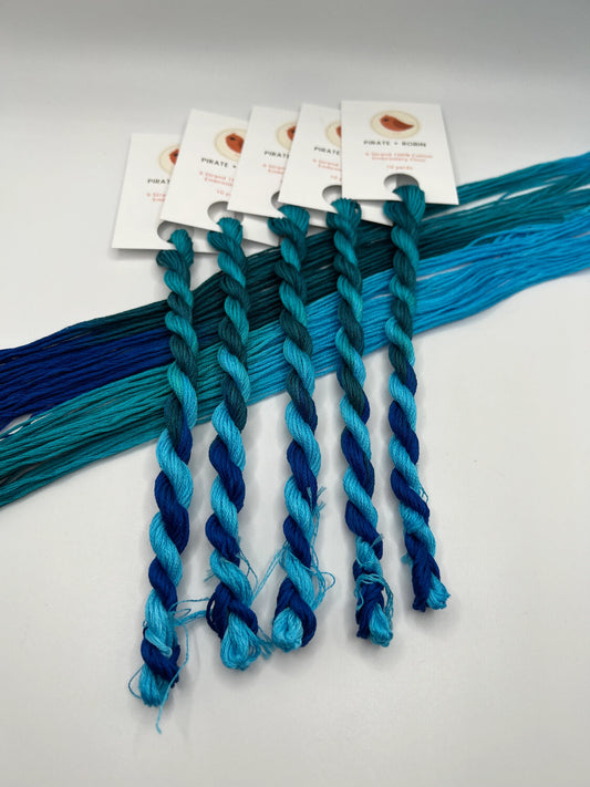 Glacier | Hand dyed, 6 Strand Embroidery Floss