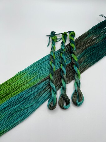 Green with Envy | Hand dyed, 6 Strand Embroidery Floss