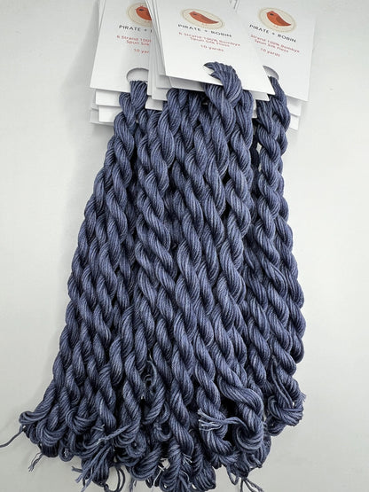 Indigo | 6 Strand Silk Embroidery Floss, Hand Dyed