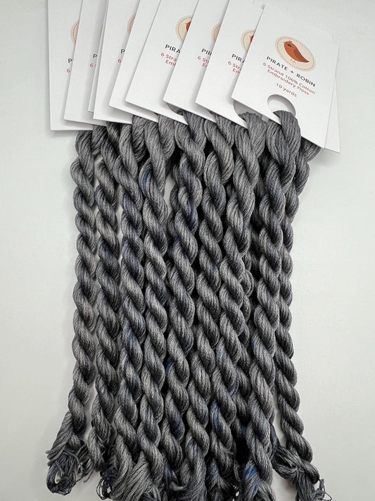 Slate | Size 20 Hand Dyed, 6 cord Cordonnet Thread